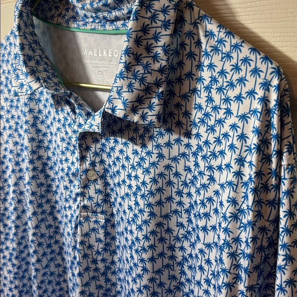 Maelreg Men's Blue palm tree Patterned Shirt - Picture 3 of 6